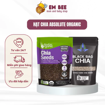 Hạt Chia Tím Absolute Organic, Hạt Chia Đen Black Bag Hữu Cơ Sạch Đều Detox Đẹp Da