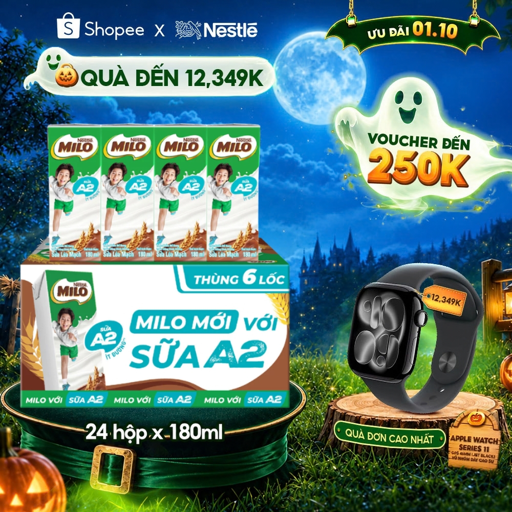 [Phiên bản ống hút 4 chiều] Thùng Sữa lúa mạch Nestle MILO với sữa A2 6 ...