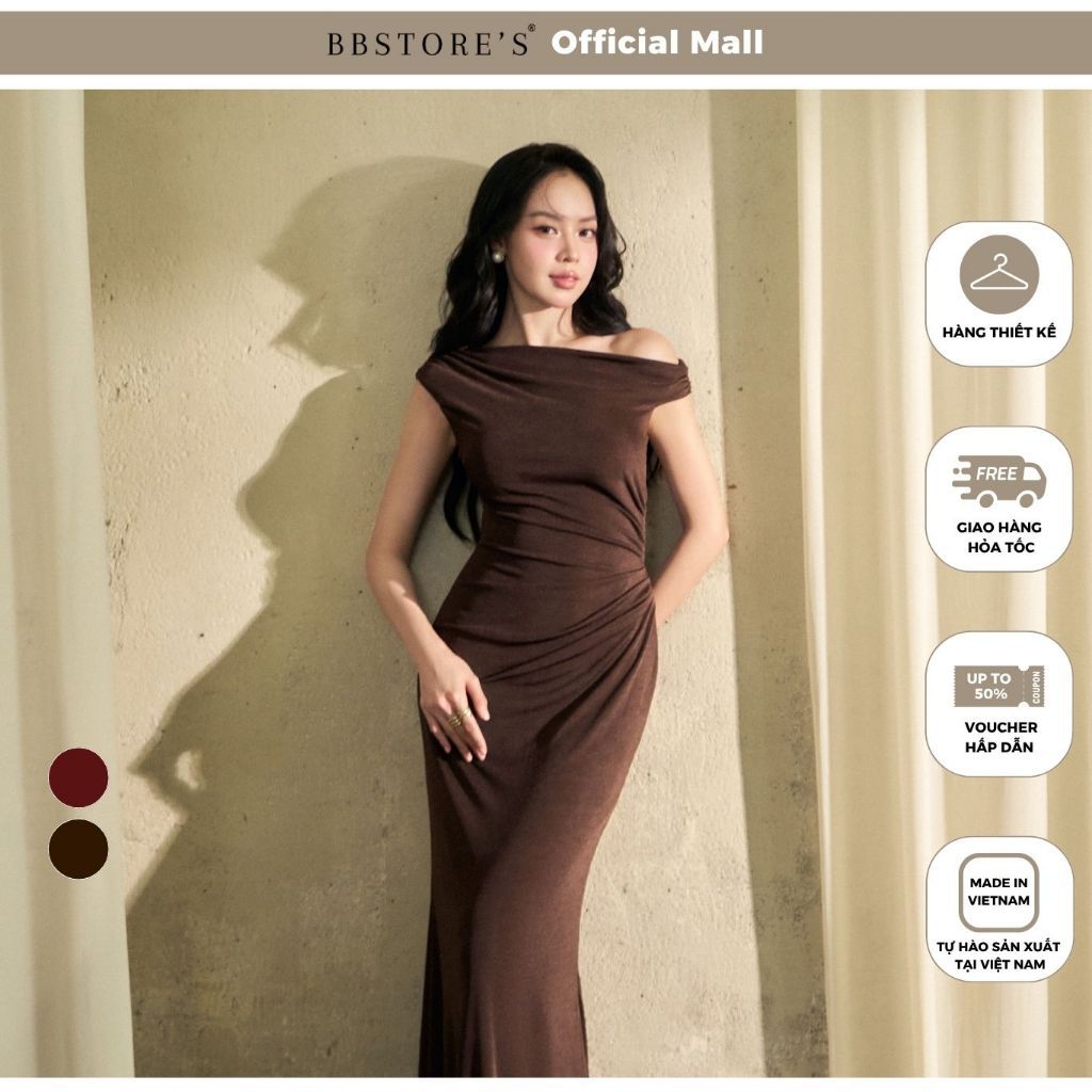 [BST THANH THỦY] BBSTORE'S Đầm Tiệc Nữ Ôm Body Thun Dài Nhũ Đuôi Cá Cổ Xéo Sang Chảnh Sang Trọng - DAK08T