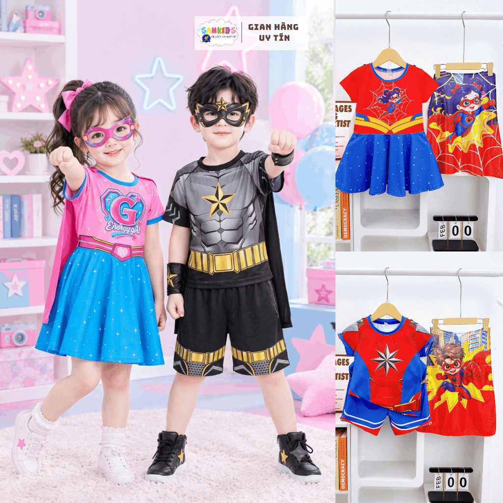 SAMKIDS - SK0880 / SK6226 - Set Đồ Halloween Hóa Trang Siêu Anh Hùng Cho Bé