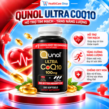 Qunol Ultra CoQ10 100mg 180 Viên Mỹ – CoQ10 Hấp Thu Tốt, Hỗ Trợ Sức Khỏe Tim Mạch