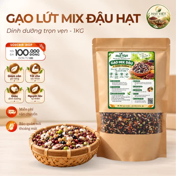 1kg Gạo Lứt Mix Đậu Hạt Dinh Dưỡng Hạt Việt, Mix Gạo Lứt Đậu Hạt Ăn Kiêng Nấu Cơm Cháo Ngũ Cốc