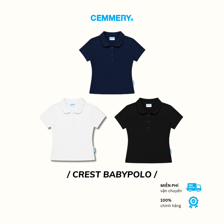 Áo Baby Polo CEMMERY Local Brand Chính Hãng Crest Baby Polo Vải Thun Bo Rib Co Giãn Form Ôm 3 Màu