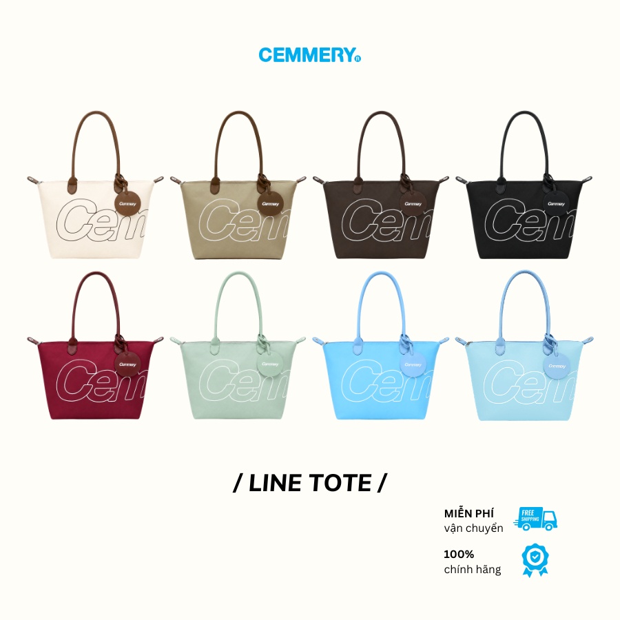 Túi Tote CEMMERY Brand Chính Hãng Line Tote Vải Dù Phối Da Đựng Được Laptop 15 Inch 6 Màu