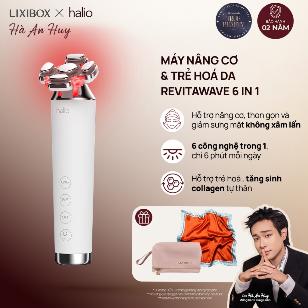 Máy Nâng Cơ, Giảm Mỡ Mặt & Trẻ Hoá Da Kết Hợp Ánh Sáng Sinh Học Halio RevitaWave Skin Rejuvenator