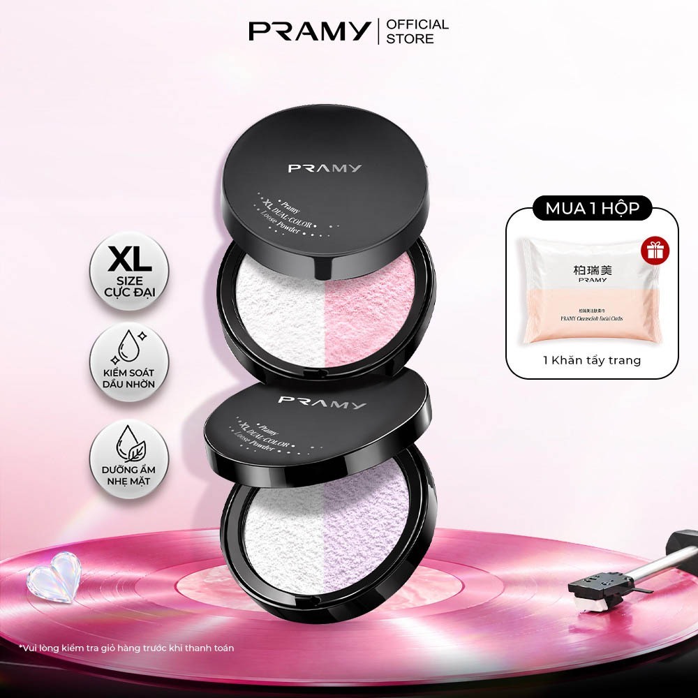PRAMY Phấn Phủ Hiệu Chỉnh Sắc Da Mỏng Mịn PRAMY XL Dual-Color Loose Powder 28G