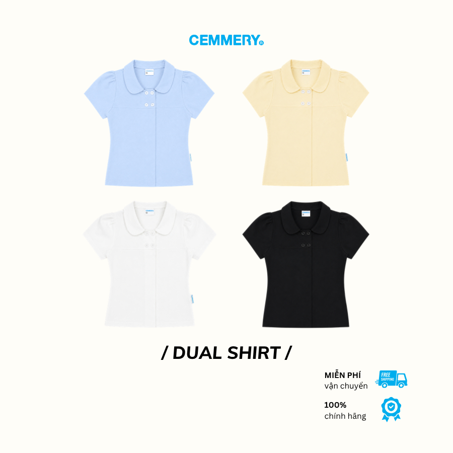 Áo Sơ Mi Nữ CEMMERY Local Brand Chính Hãng Dual Shirt Vải Oxford Form Baby Tee Phối 4 Nút 4 Màu