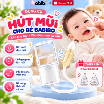 Dụng Cụ Hút Mũi Cho Bé BABIBO, Hút Mũi Đầu Silicone Mềm Lực Hút Mạnh Chống Trào Ngược An Toàn Cho Bé