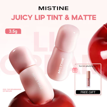 MISTINE Son Bóng & Son Lì 2 Đầu 3.5g, Hiệu Ứng Môi Căng Mọng Như Trái Cây, Màu Son Đẹp, Mềm Mịn Không Khô Môi