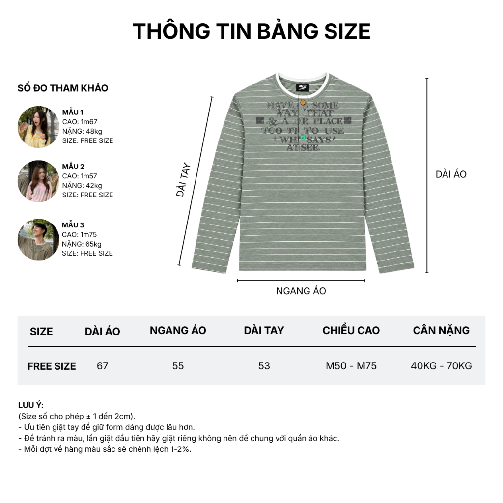 Áo Thun Giấy Sọc Tay Dài Phối Cúc Cổ Viền Free Size Form Rộng Thoáng Mát Unisex Nam Nữ SSSTORE.Aesthetic TEE 12 | BigBuy360 - bigbuy360.vn