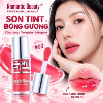Son Kem Bóng Hiệu Ứng Gương Khóa Màu KHÔNG DÍNH CỐC Lâu Trôi - Son Tint Bóng Căng Mọng Môi Che Rãnh Môi Tôn Da 6 Màu