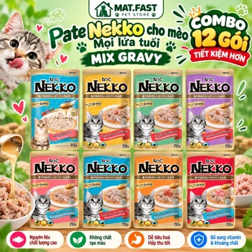 Combo 12 Pate Mèo con Nekko Cá Ngừ Gà 70g | Pate Mèo Cao Cấp | Phù Hợp Mèo Mọi Lứa Tuổi