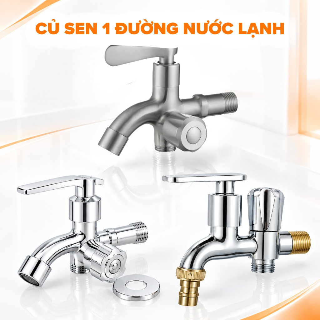 Các loại củ sen tắm 1 đường nước lạnh, củ sen hệ thống vòi sen kết hợp vòi xả nước siêu bền
