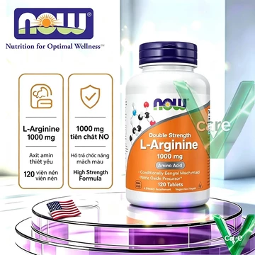 【Nhập khẩu từ Costco】Viên uống L-Arginine NOW 120 Viên hỗ trợ sức khỏe tim mạch, hỗ trợ làm giảm các bệnh về gan
