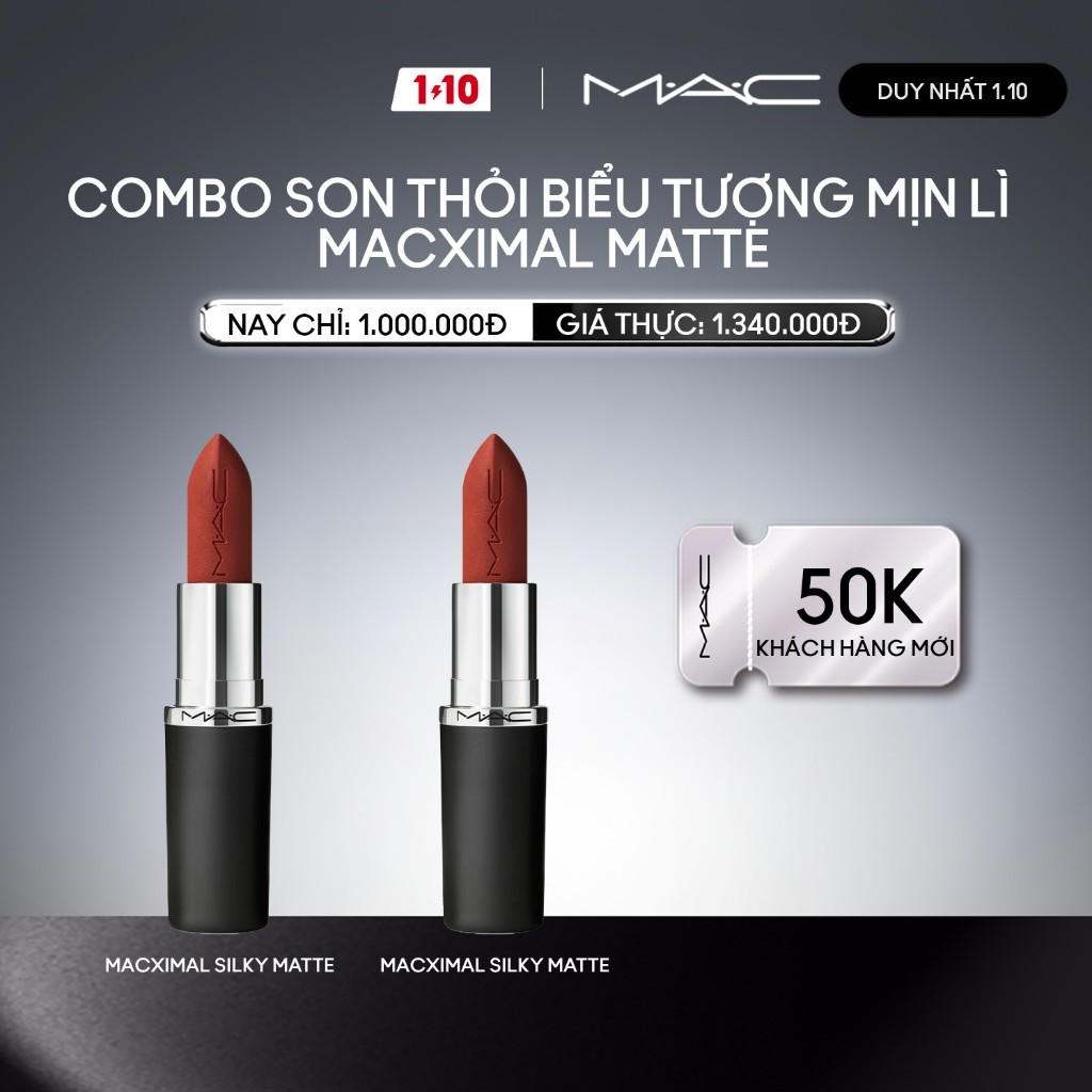 [ƯU ĐÃI 1.10] MAC - Bộ 2 món: Son thỏi MACXIMAL Matte Lipstick 3.5g