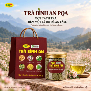 Trà Bình An PQA 200g | Trà thảo mộc Tam giác mạch, Nhân sâm, Hoa Hòe, Cỏ ngọt, Nếp cái hoa vàng