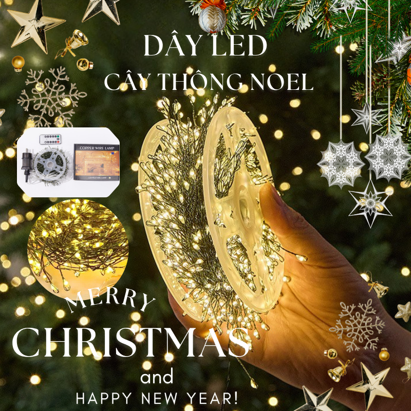 Đèn LED Xương Cá Lõi Đồng Xanh 50M 30M Đèn Trang Trí Cây Đào Mai Quất Dây Led Trang Trí Tết Noel
