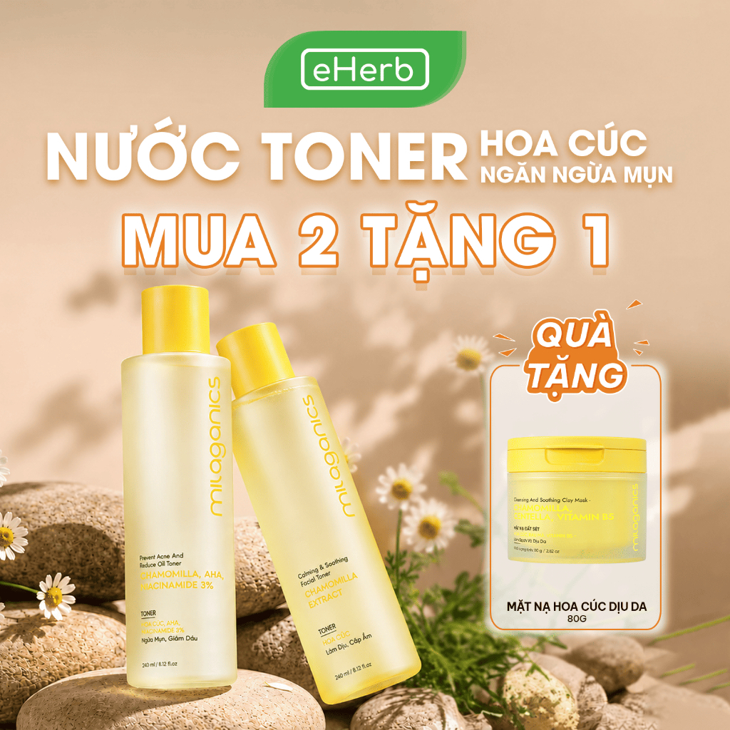 [MUA 2 TẶNG 1] Toner Hoa Cúc, AHA, Niacinamide 3% MILAGANICS Giúp Ngừa Mụn, Giảm Dầu Thừa