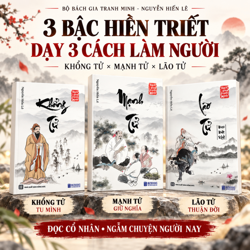 Combo 3 Cuốn Bách Gia Tranh Minh: Khổng Tử + Lão Tử Đạo Đức Kinh + Mạnh Tử - Nguyễn Hiến Lê - Trí Tuệ Cổ Nhân