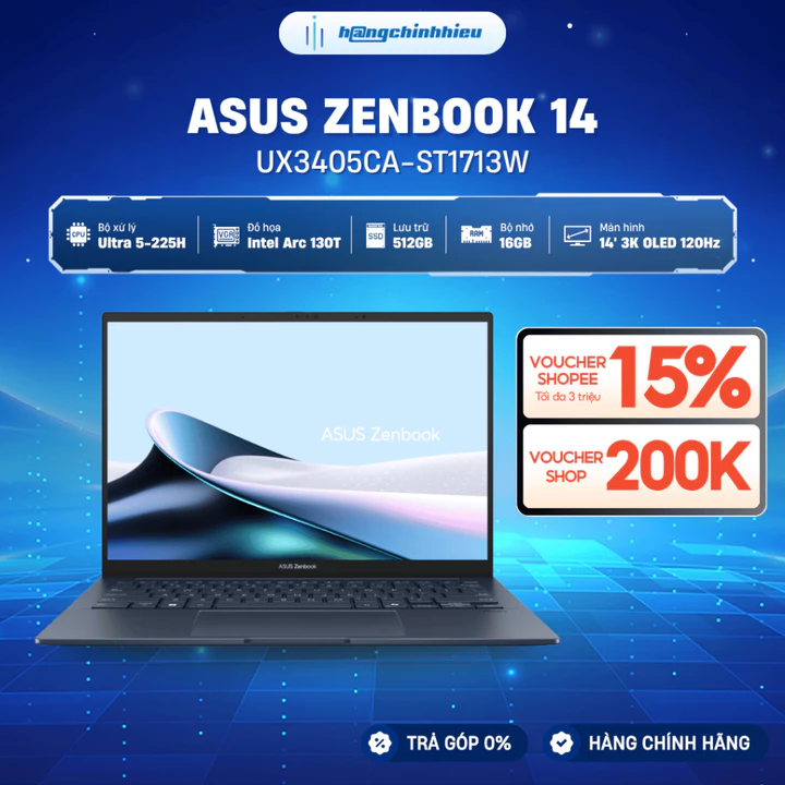 Laptop ASUS ZenBook 14 UX3405CA-ST1713W (Ultra 5-225H | 16GB | 512GB | Intel Arc 130T | 14' 3K OLED 120Hz | Win 11)