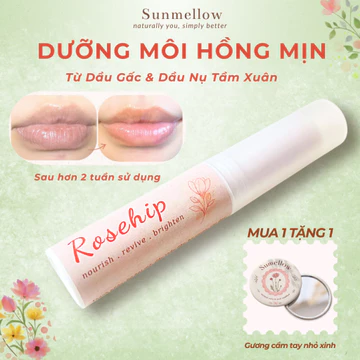 [MUA 1 TẶNG 1] Son Dưỡng Ủ Môi Gấc & Nụ Tầm Xuân Rosehip | Hỗ Trợ Cải Thiện Môi Khô Sạm, Xỉn Màu | SUNMELLOW