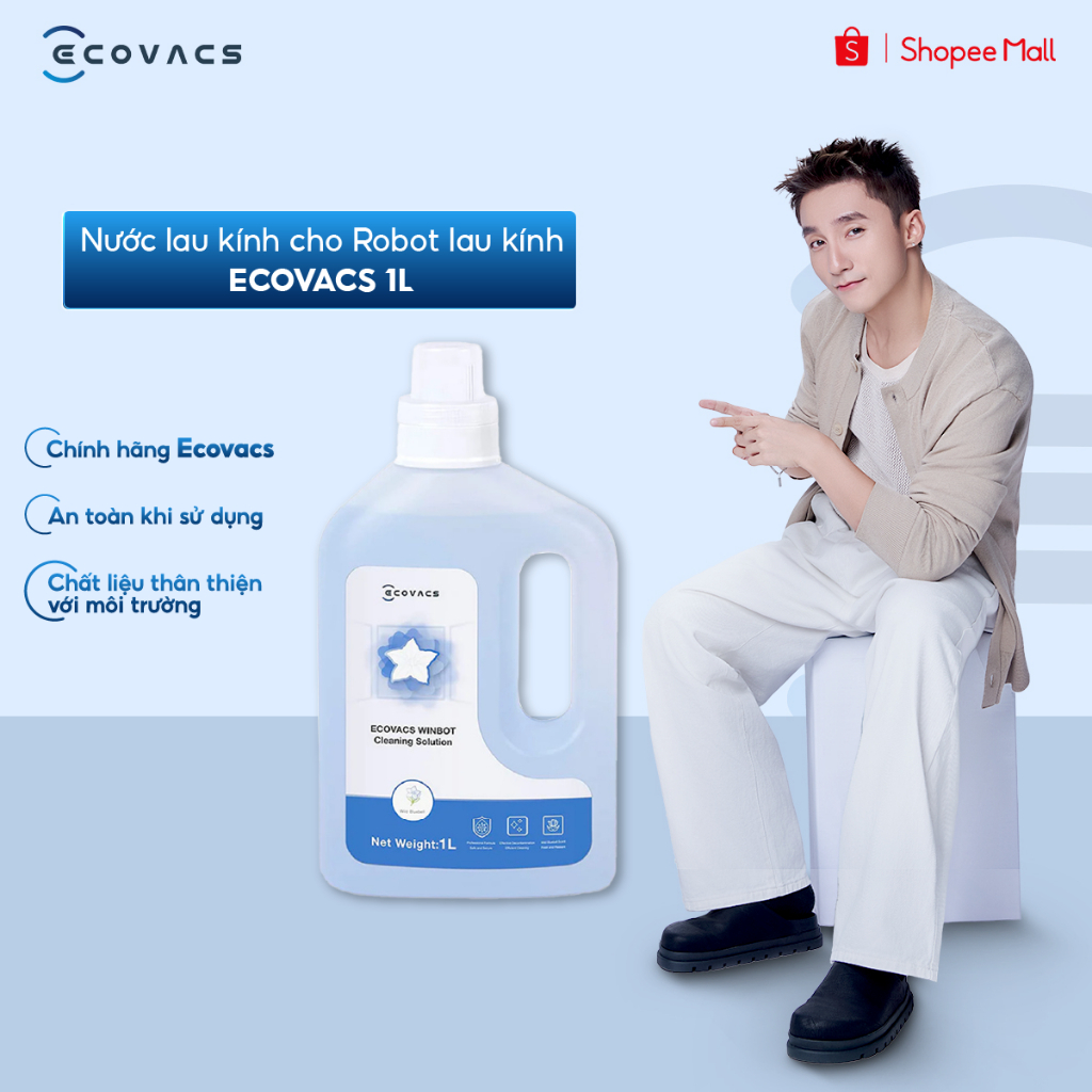 [Mua 2 giảm 50k] Nước lau kính 1L cho Robot lau kính Ecovacs Winbot Mini 2/ W2s Omni/ W3 Omni,... W-SO01-2007