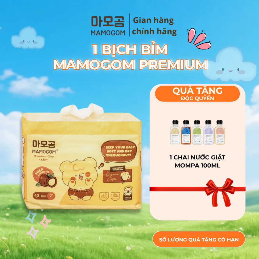 [MAMOGOM]Tã Bỉm Premium Đủ Size mềm mại, thấm hút tốt cho bé NB, S, M, L, 2XL