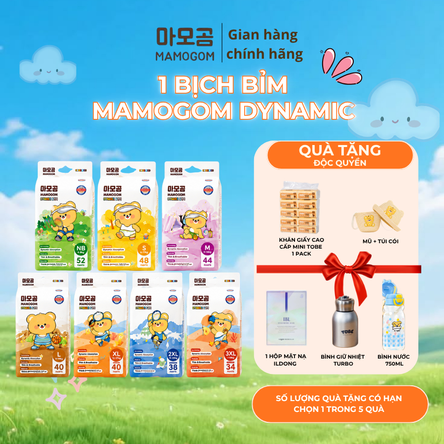 Tã Bỉm MAMOGOM Dynamic Đủ Size mềm mại, thấm hút tốt cho bé đến 20kg