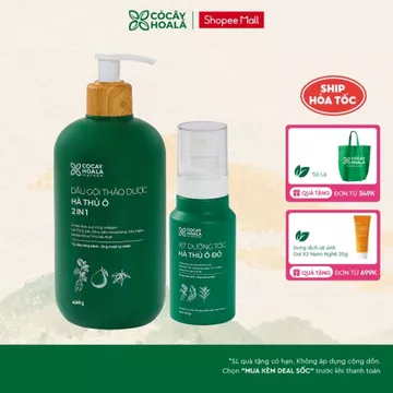 [HỎA TỐC] COMBO Dầu Gội Thảo Dược Hà Thủ Ô Cỏ Cây Hoa Lá 2in1 420G & Xịt Dưỡng Tóc Hà Thủ Ô Đỏ 100G Hỗ Trợ Giảm Gãy Rụng