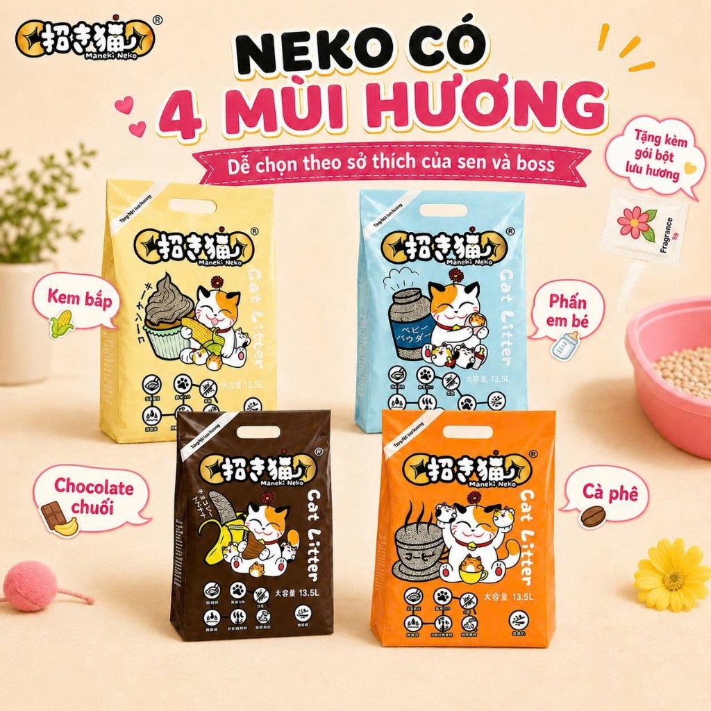 Cát Vệ Sinh Mèo Maneki Neko 9L Kháng Khuẩn