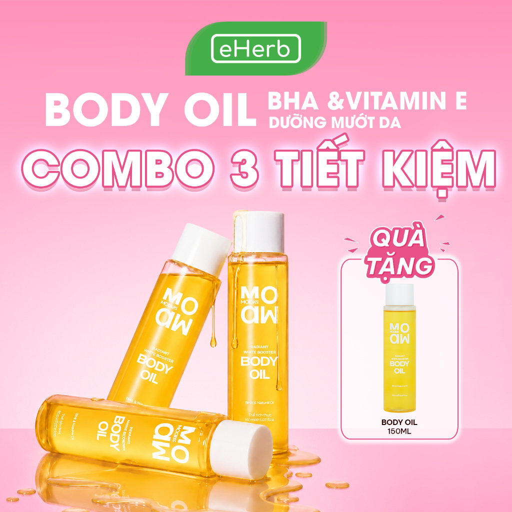[COMBO SỈ - SPA] Combo 3 Body Oil Dưỡng Sáng Massage MOAW MOAWS - Giúp Mờ Vết Thâm & Mịn Da Body