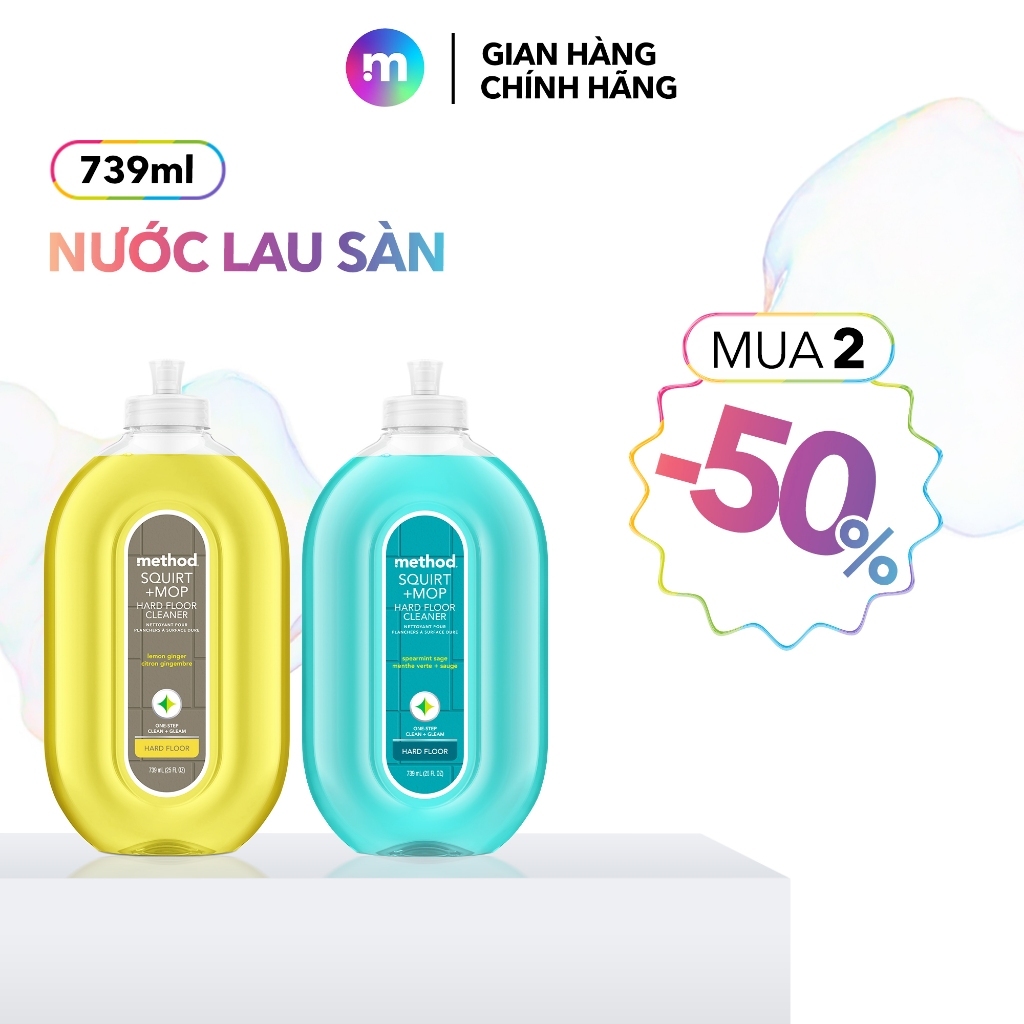 Nước Lau Sàn Method Squirt + Mop Hard Floor Cleaner Nguồn Gốc Thiên Nhiên 739ml