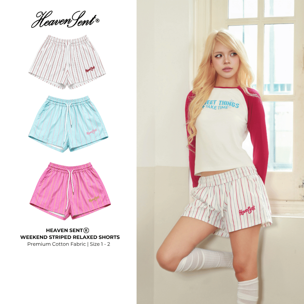 Quần Short Kẻ Sọc Unisex Form Relaxed Cạp Chun Heaven Sent Weekend - HS_PS010
