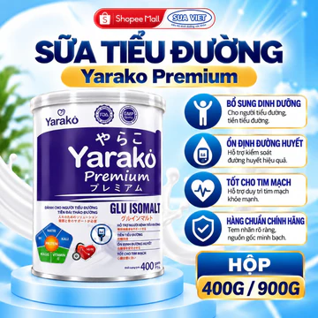 Sữa Cho Người Tiểu Đường YARAKO Premium Glu Isomalt, Sữa Dành Cho Người Tiểu Đường Và Tiền Tháo Đường Hộp
