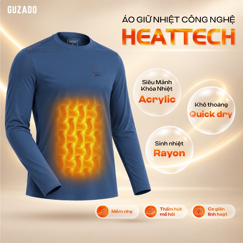 Áo Giữ Nhiệt Nam GUZADO Vải Thun Heattech Co Giãn Cao Thấm Hút Thể Thao Thoải Mái GDT02-GCTD26W001