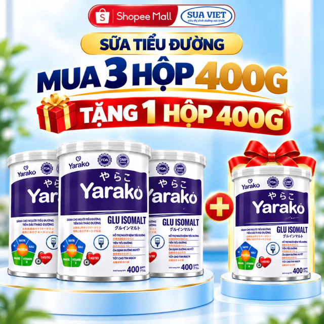 [COMBO 3H TẶNG 1H] Sữa bột tiểu đường YARAKO, Dành Cho người tiểu đường và tiền đái tháo đường