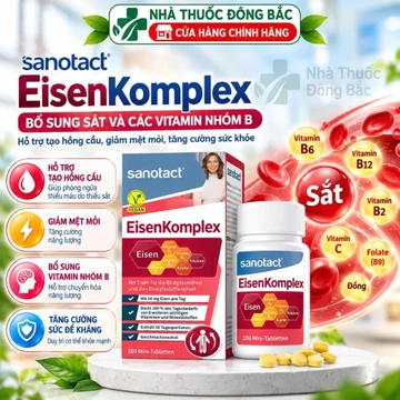 (NHẬP KHẨU ĐỨC ĐỦ TEM PHỤ) VIÊN UỐNG BỔ MÁU EISENKOMPLEX BỔ SUNG SẮT NGĂN NGỪA THIẾU MÁU,THIẾU SẮT HỘP 100 VIÊN