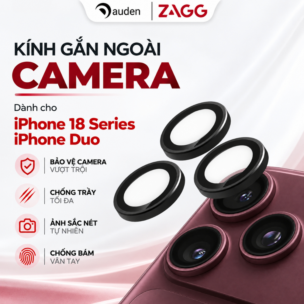 [iPhone 18 Series / Duo] Kính gắn ngoài Camera InvisibleShield Glass Elite, Chống Trầy, Hàng Chính Hãng