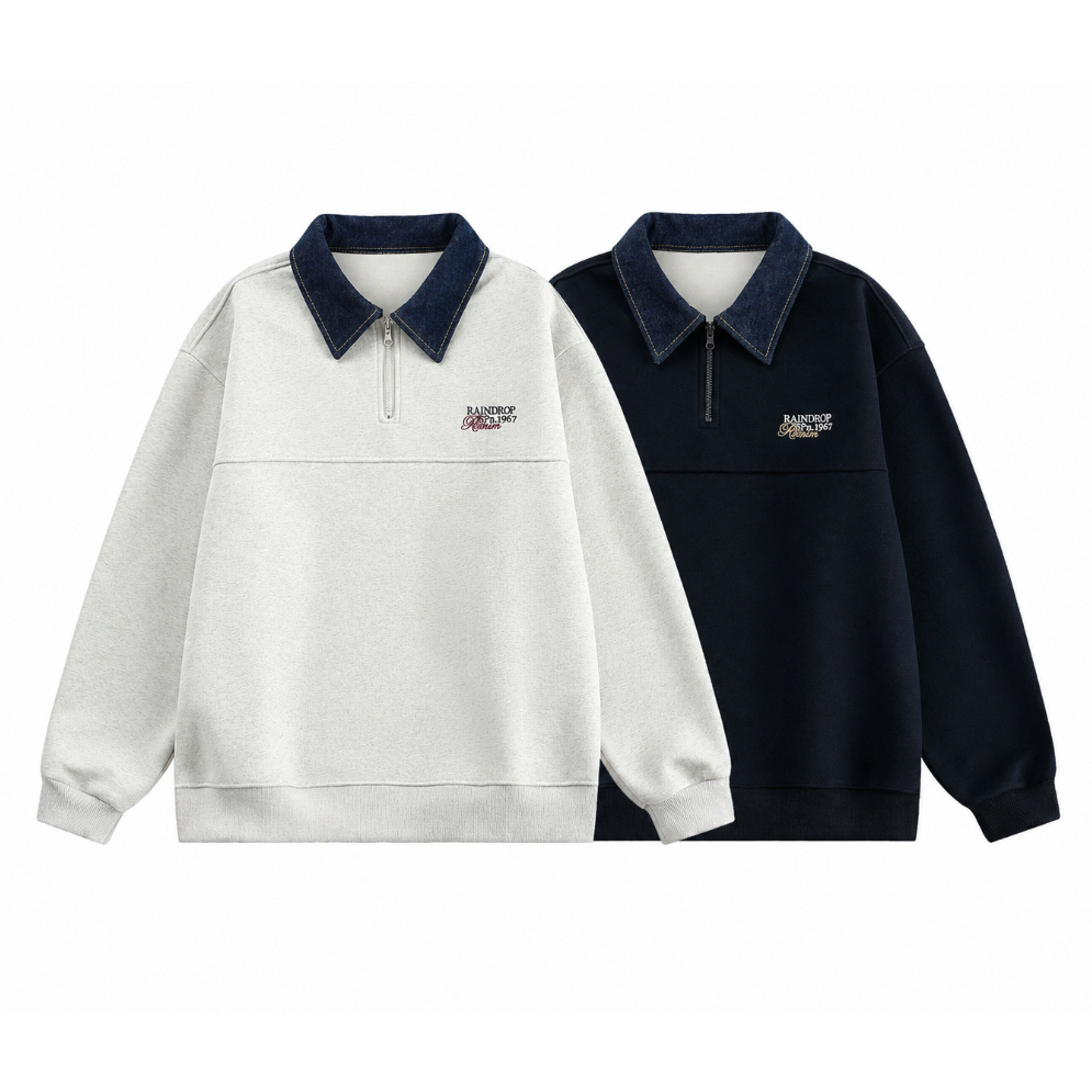 [NEW2026] Áo Sweater Phối Polo Dài Tay Nam Nữ Local Brand HEAVEN Chất Liệu Nỉ 2 Da Dày Dặn Không Nhăn Xù