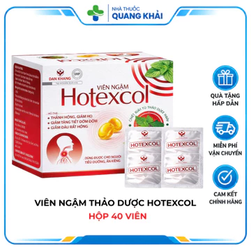 Kẹo Ngậm Ho Hotexcol – Làm Dịu Cổ Họng, Hỗ Trợ Giảm Cảm Giác Ho, Thông Cổ Thanh Giọng, Hộp 40 Viên