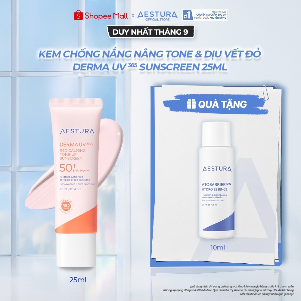 Kem chống nắng nâng tone AESTURA DERMA UV365 Red Calming Tone-up Sunscreen 25ML