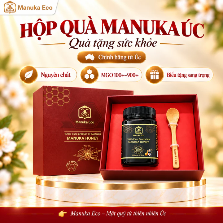 Bộ Quà Tặng Mật Ong Manuka Eco Úc, Hộp Quà Sức Khỏe Cao Cấp, Mật Ong Nguyên Chất Chính Hãng.