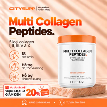 Bột Bổ Sung Collagen Codeage Multi Collagen Peptides (567g) Bổ Sung 5 tuýp Collagen Thủy Phân, 18 Loại Amino Acids