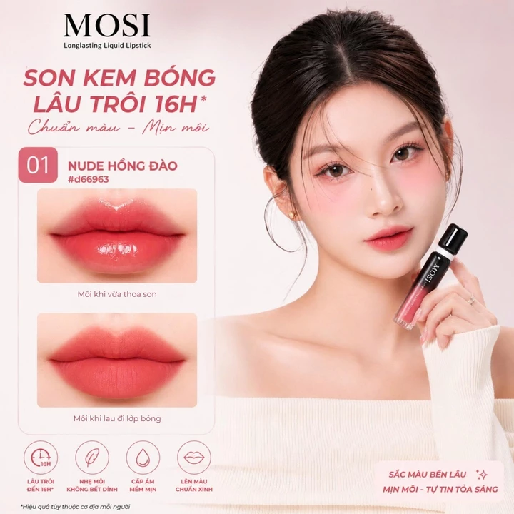 Combo 2 Cây Son Tint Bóng MOSI Ombre Lòng Môi Full Môi Mỏng Nhẹ Không Dính, Màu Son Tôn Da Lên Màu Chuẩn Lâu Trôi