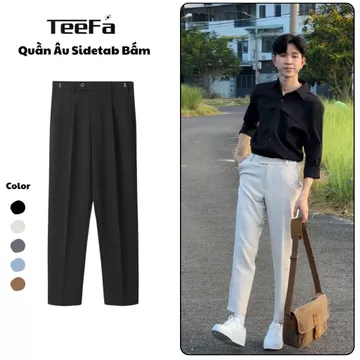Quần Tây Nam TEEFA Sidetab Điều Chỉnh Độ Rộng Vòng Eo Cạp Cao Dáng Suông, Quần Tây Nam 5 Màu Dễ Phối