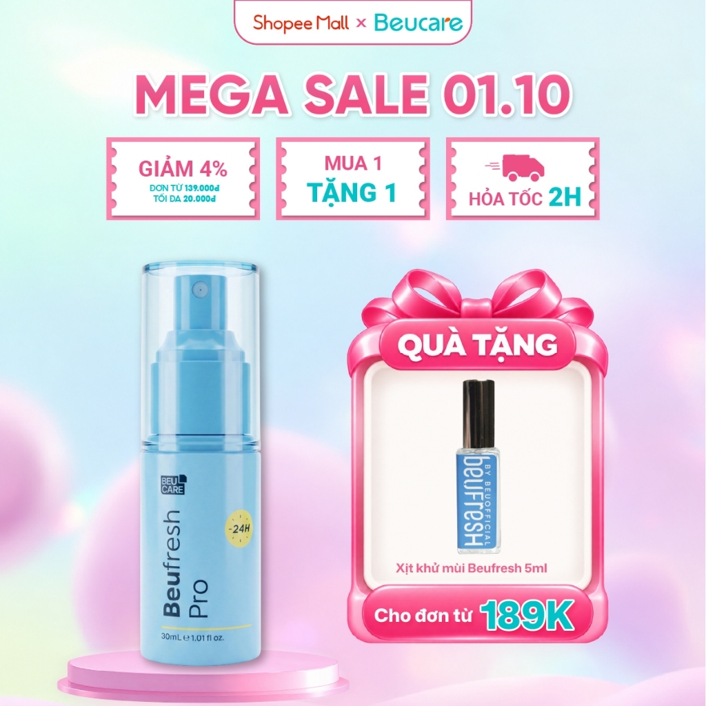 Xịt khử mùi toàn thân, lăn khử mùi BEUFRESH ngăn tiết mồ hôi, hạn chế mùi cơ thể 30ml
