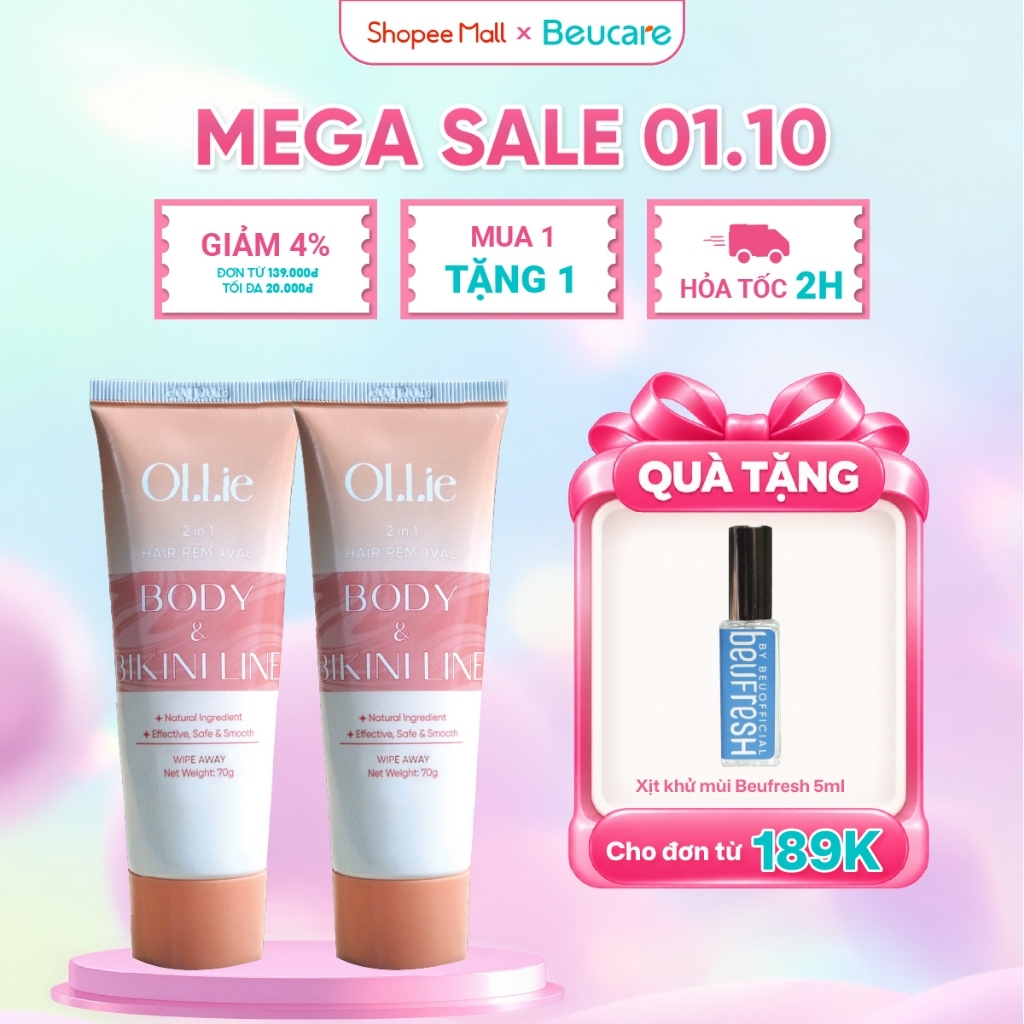 Combo Kem tẩy lông OLLIE , tẩy lông vùng kín, nách, tay, chân 70g