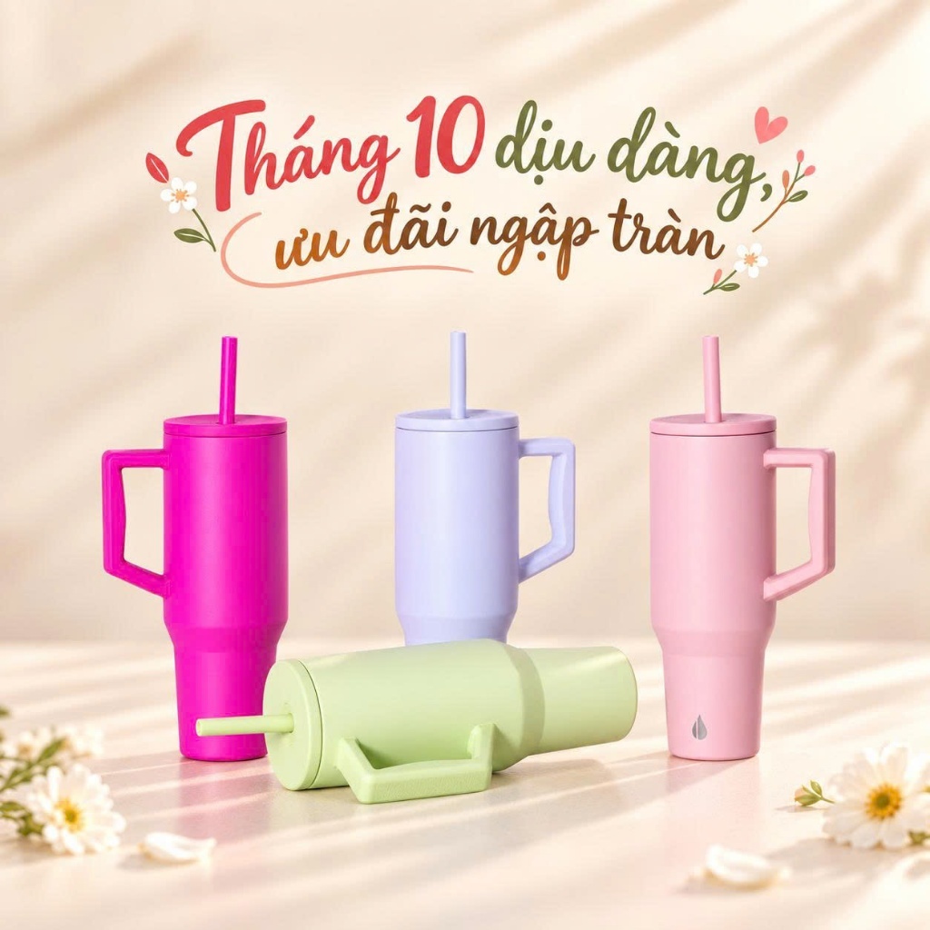 [Elemental chính hãng-Thương hiệu Mỹ]Ly giữ nhiệt Elemental Commuter 1180ml tay cầm, ống hút lớn nhỏ