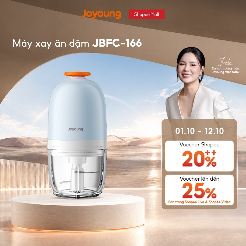 Máy xay thức ăn dặm 0.3L Joyoung JBFC-166 | Lưỡi dao 6 cánh | Công suất 200W
