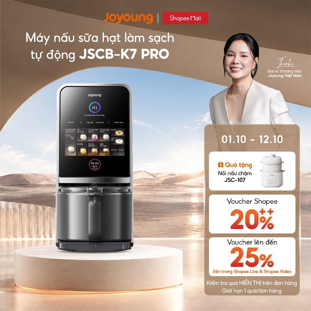 Máy nấu sữa hạt đa năng làm sạch tự động Joyoung JSCB-K7 PRO giảm ồn, khử purin chuyên biệt